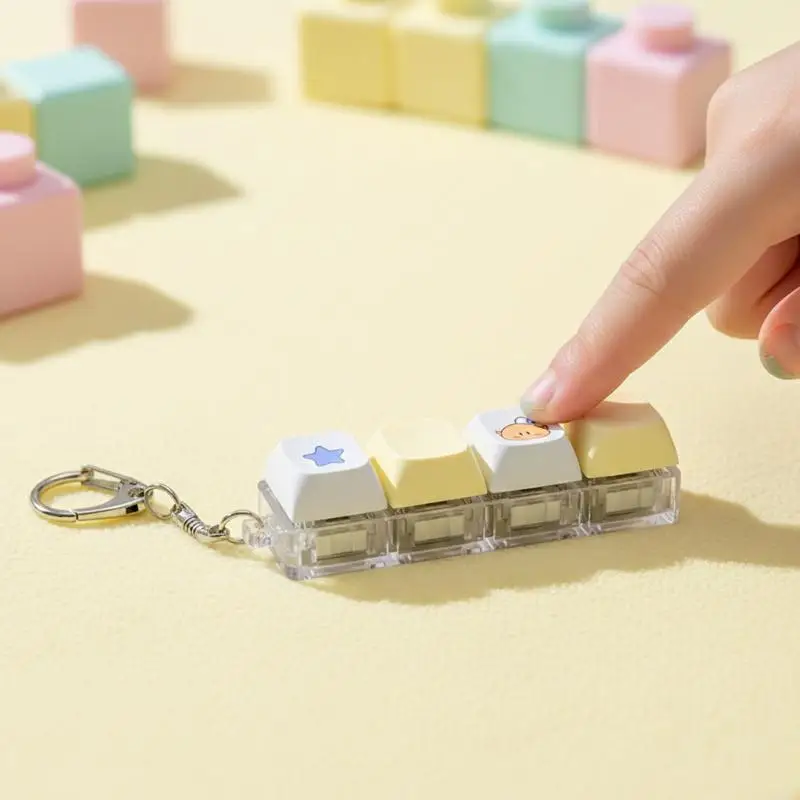 4Keys Finger Button Anti-stress Toys Mechanical Keyboard Keycaps Office Decompression Calming Keychain Gamer Gift Fidget Toy