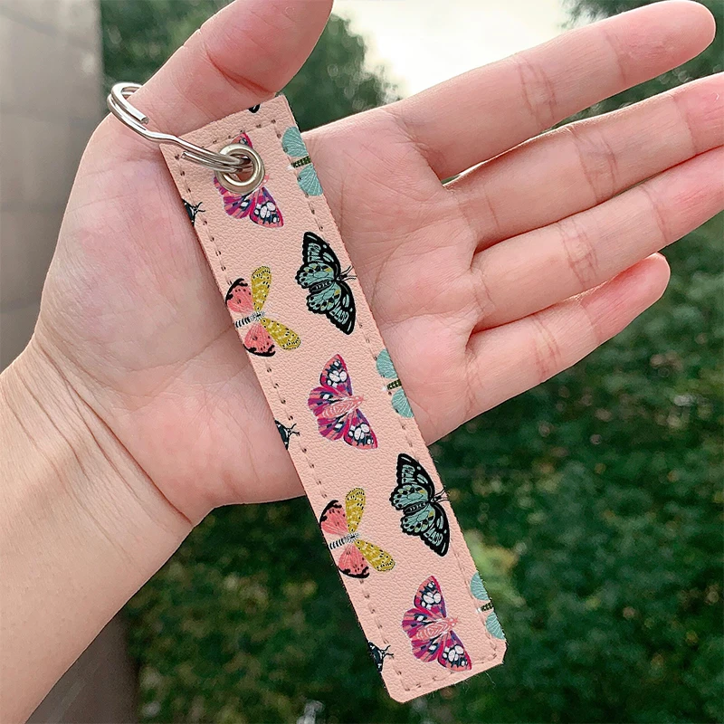 Jelly Bean Orcas Leather Keychain Strap Compact Keyrings Hanging Holder Bag Car Wallet Trinket Keychain Hanging Decoration