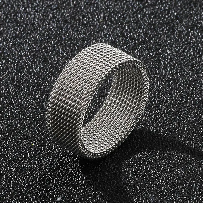 2025 neue 8mm Breite Edelstahl Ringe Titan Paar Ringe Verformbare Mesh Zubehör für Frauen Männer Schmuck Hochzeit geschenk – Detail 3