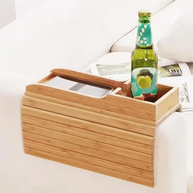 Wooden Couch Cup Holder Wooden Foldable Couch Arm Table Cup Holder Sofa Arm Organizer Removable Adjustable For Snacks Drinks TV