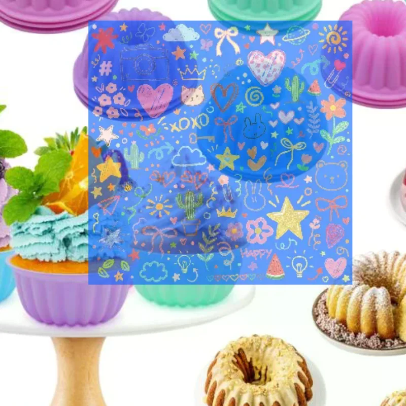 Silicone Mold Baking - 식품 등급 실리콘 케이크 몰드 12개/세트,