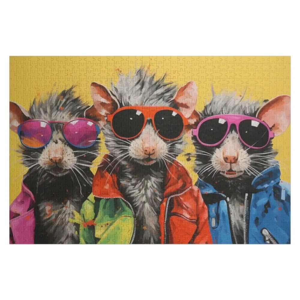 Cute Rats - Pop Art Jigsaw Puzzle Adult Wooden Picture Wood Adults Photo Puzzle