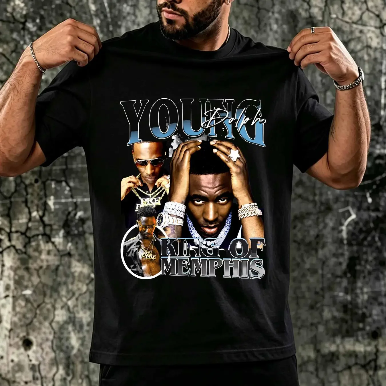 washed T Shirt Young Dolph Vintage King of Memphis For S 5XL long or short sleeves vintage Washed Slightly Casual Comfortable