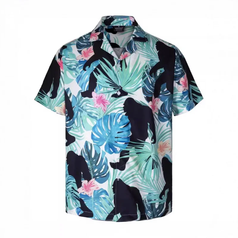 Cross-border Foreign Trade Summer New Plus Size Men's Casual Fashion3DDigital Print Short Sleeve Shirt Hawaiian Style