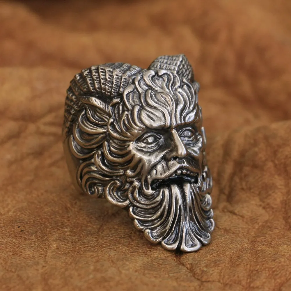 Cupronickel الله العظيم عموم الدائري السائق روك الماعز شيطان الدائري مجوهرات بسيطة CP88 الولايات المتحدة حجم 7 ~ 15