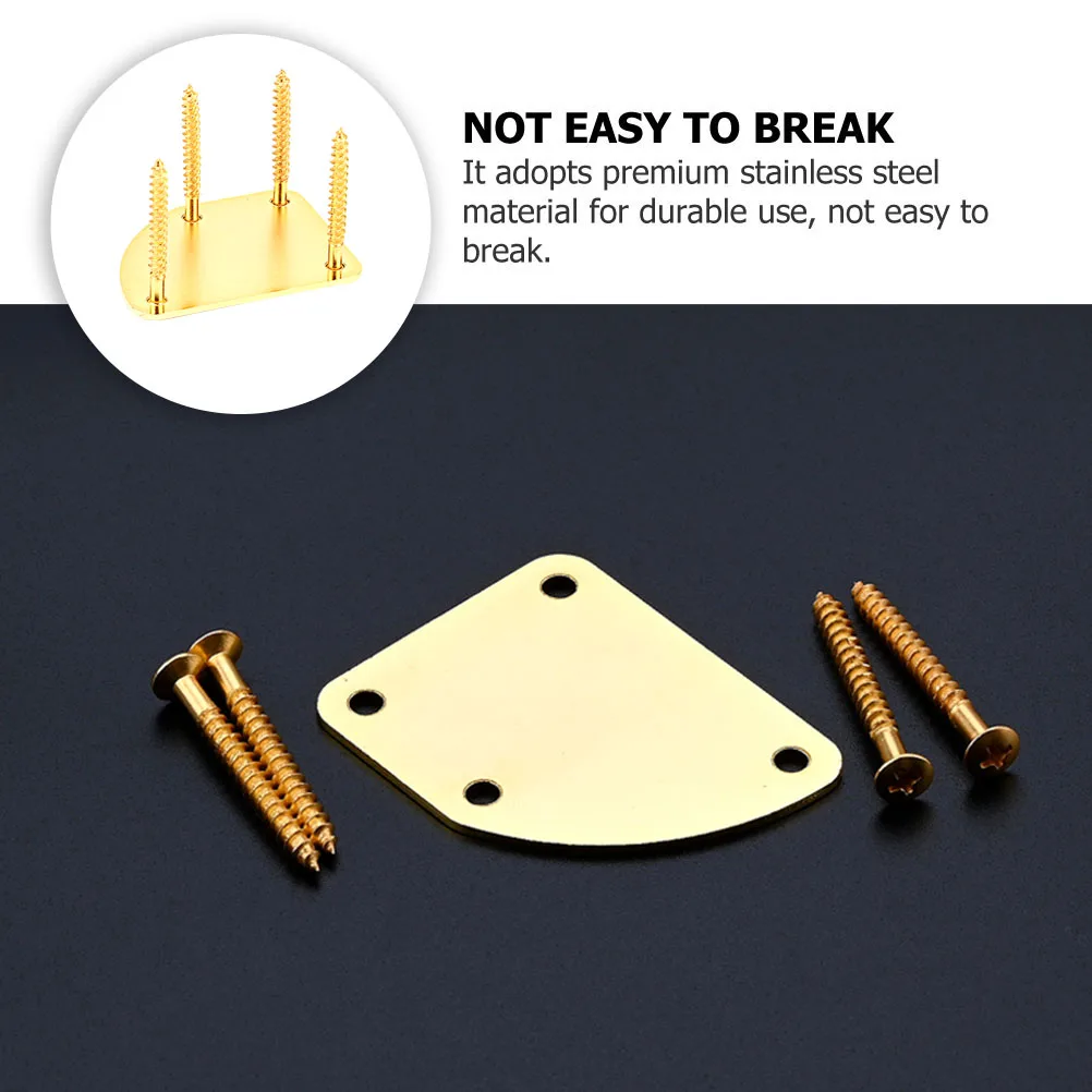 

1 set 1 Set Neck Plates Sturdy Metal Replacement Reinforcement Boards For Electric Guitar Bass Parts Screws Stainless Steel