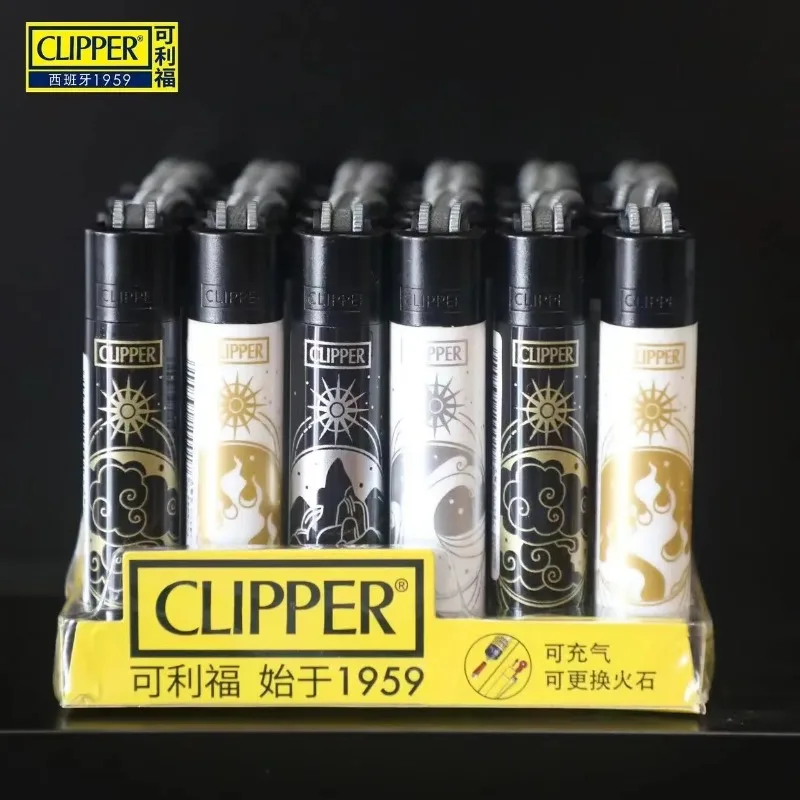 24 Mini Clipper Lighter Set with Nylon Grinding Wheel, Butane Gass Inflatable Lighter, Smoking Accessories, Tools, Gifts