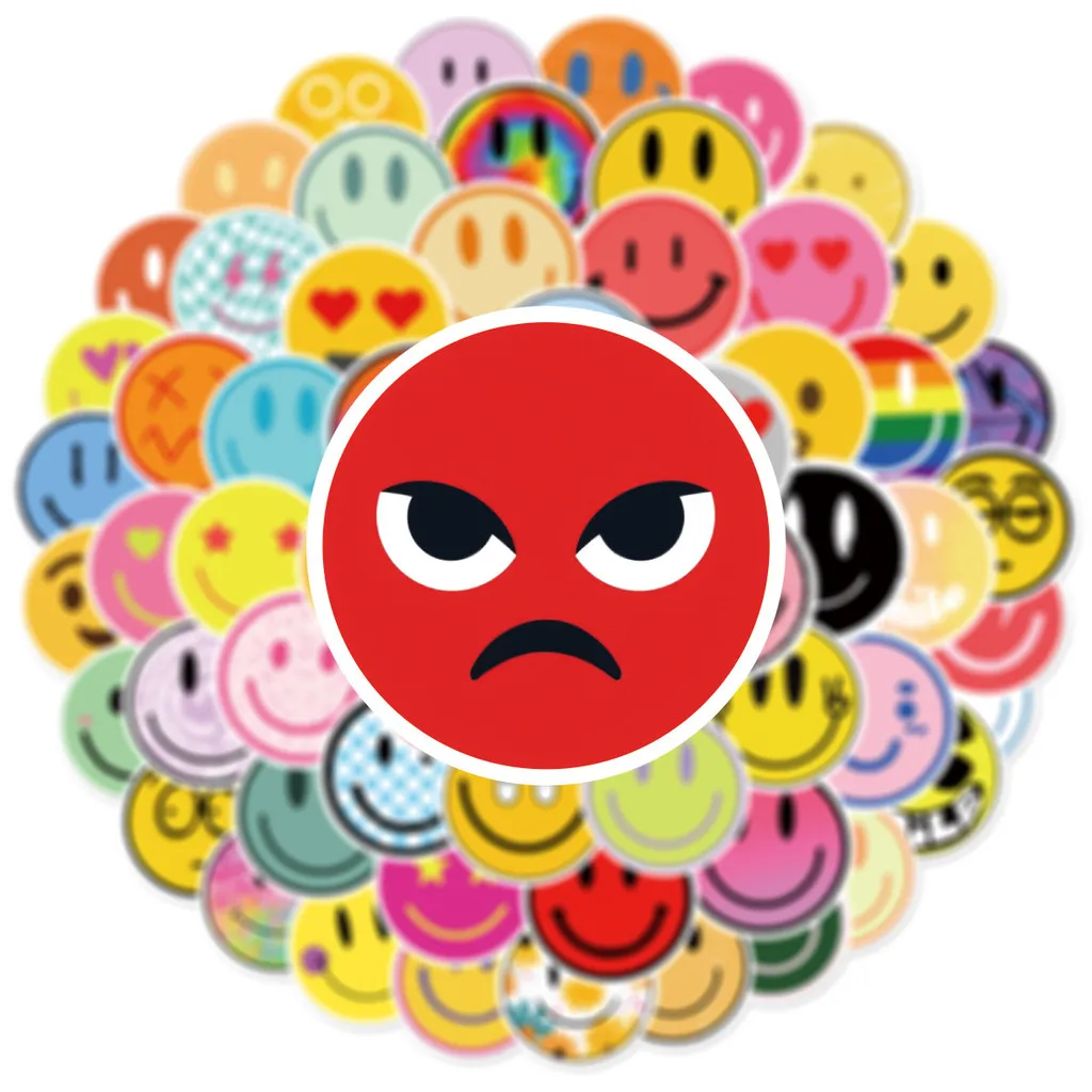 63 قطعة من ملصقات الكتابة على الجدران اللطيفة Smile Emoji - شارات مقاومة للماء بتصميم فريدة من نوعها للأكواب والهواتف (متجر Anime Worlds)
