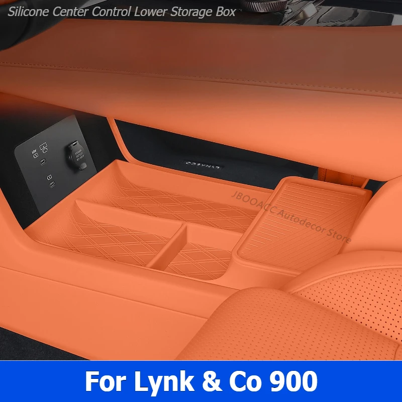 

For ‌Lynk & Co 900 Car Under Center Control Storage Box Silicone Dual Layer Lower Central Console Storage Interior Accessories