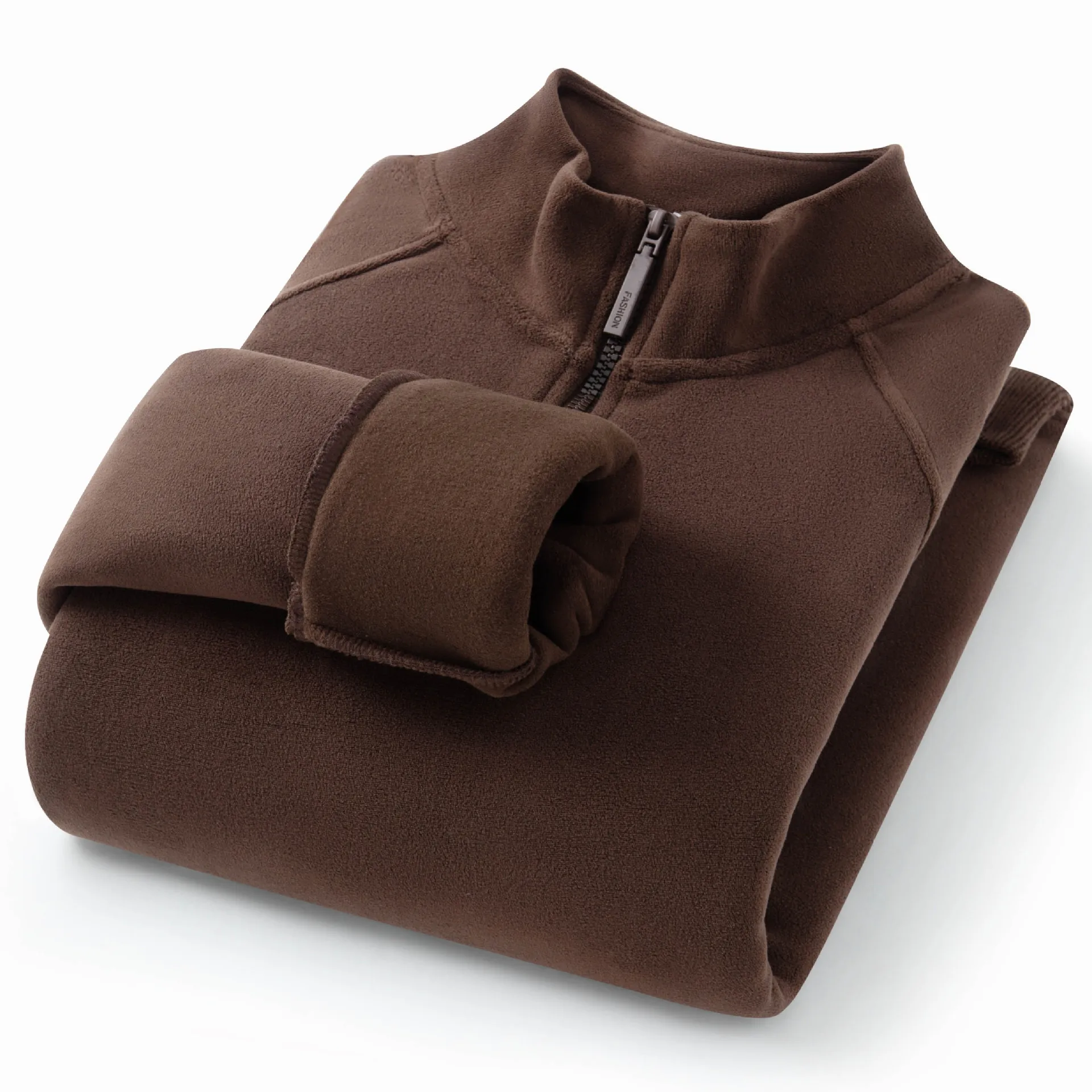 2025 outono e inverno feminino meio zíper gola alta moletom com lã grossa e blusa de lã quente como camada base