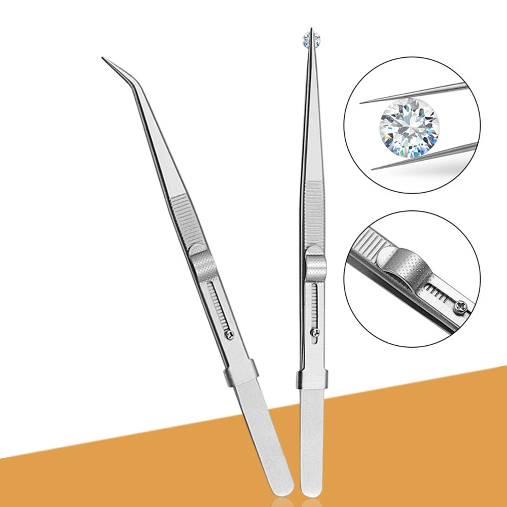 

Stainless Steel Tweezers Adjustable Slide lock Antistatic Tweezers Jewelry Making Tool For Electronic Component Repair Tools