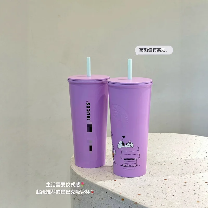202 New Purple Snoopy Stainless Steel Mug Coffee Mug Kawaii Desktop 473 Ml Cup Cute Birthday Gift Cup Vacuum Cup High Quality