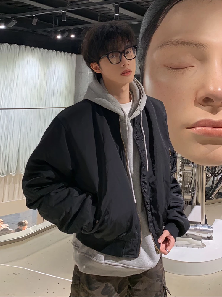 

Warm Cotton Pilot Jaet Men's ort Sle Winter Coat Thiened Polyester Fiber Cleanfit Baseball Suit Jaet for Youth