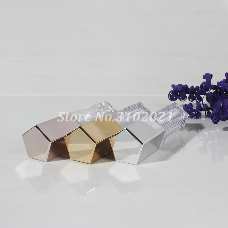 20/50pcs 4.5ml Empty Five Angle Rhombus Lip Gloss Tube Cosmetic Clear Lipbalm Container Gold/Silver/Rose Gold Makeup Vilas Tools