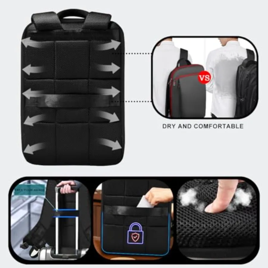 Slim and Expandable 15 15.6 16 Inch Laptop Backpack Anti Theft Business Travel Notebook Bag with USB, Multipurpose Large Capaci view 2