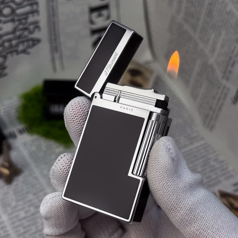 Luxury Enamel Side‑Wheel Lighter,Plated Refillable Butane Ping Sound Metal Lighter,Vintage Smoking Accessory Men Cigar Cigarette