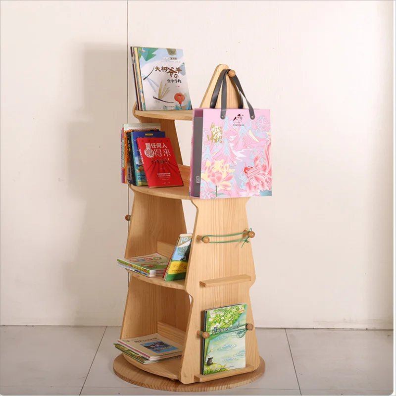 Kids'  Bookshelf Modern Cartoon Student Picture Book Storage Shelf Revolving Floor Locker
