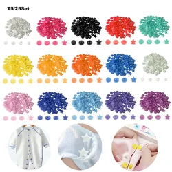 25-100sets Star Shape T5 Plastic Snap Buttons For Clothing DIY Garment Press Stud Fasteners Used to diapers/Bibs/Bags/Folder/