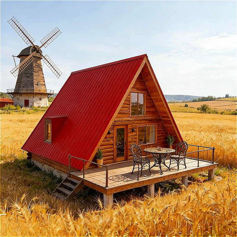 Luxury Modular Wooden House Bungalow with Prefabricated Triangle Timber House Design for Bedroom Kitchen Bathroom Vacation Sale