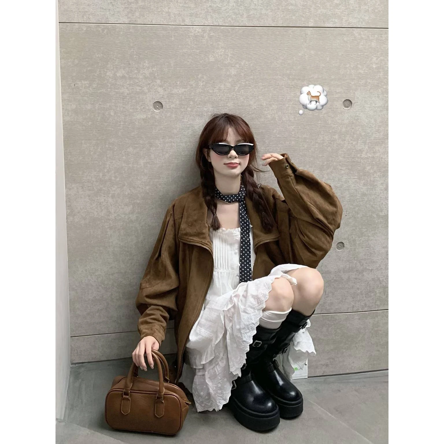 Early Autumn Suede Jacket Women's Casual Style Beautiful Unique Thickened Long Sleeve Polyester Lined Outerwear