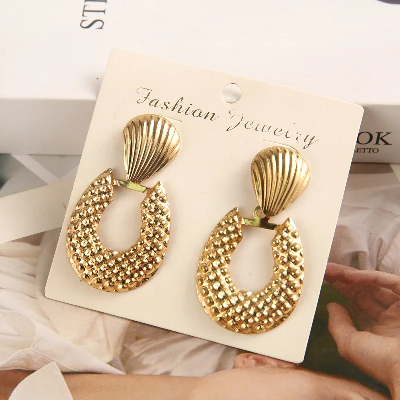 New Fashion Iron Sheet Gold Plated Shell Love Circle Geometry Women's Earrings New Luxury Design Fashion Earrings