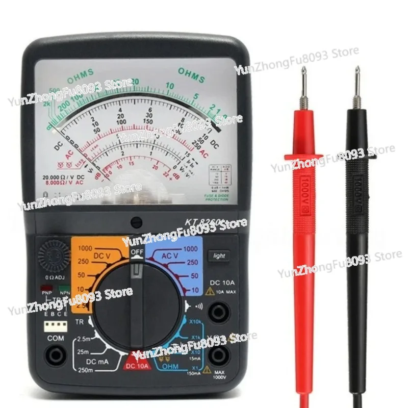 Digital Multimeter KT8260L Analog Multimeter ACV DCV DCA Electric Resistance Tester with 2pcs Test Pen