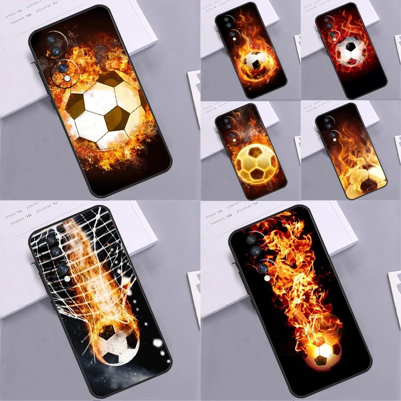 Fire Football Ball Soccer Case For Honor X6 X7 X8 X9 X8a X9a X7a X6a 90 70 50 Lite Honor Magic 5 Lite Pro 8X 9X Cover