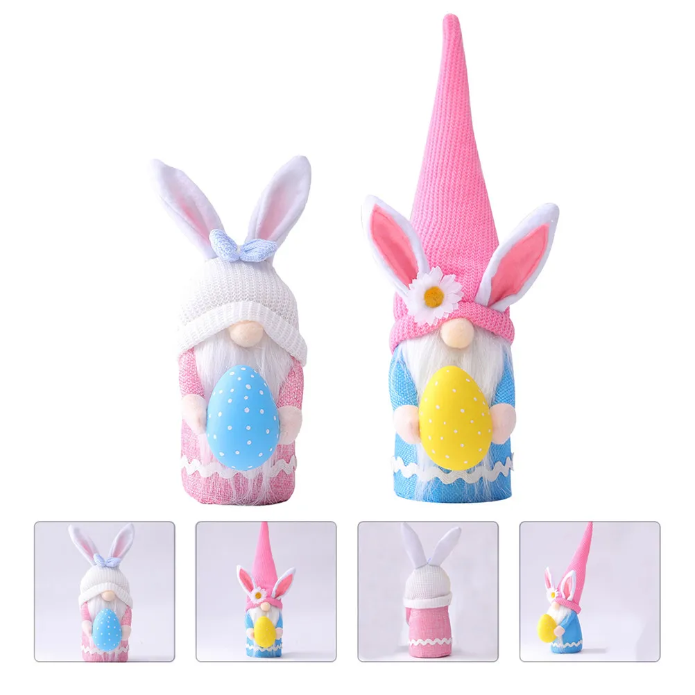 

2 Pcs Ornaments for Kids Easter Gnome Table Faceless Decoration Dwarf Desktop