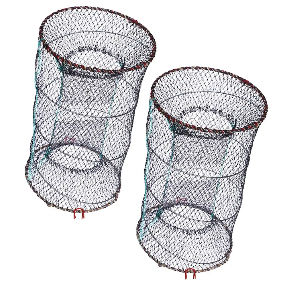 2 Pcs Automatic Folding Fishing Net Catfish Basket Iron Portable Shrimp Lobster Trap