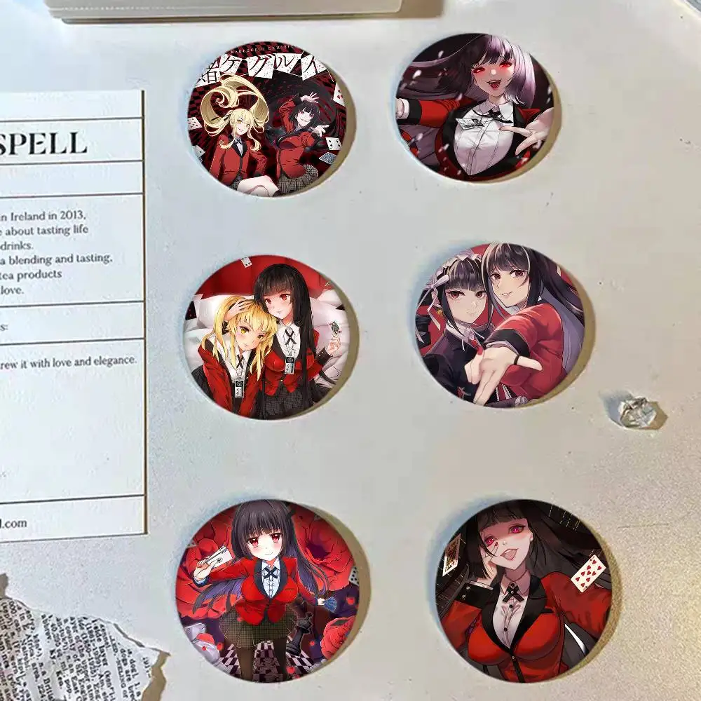 Pin Redondo Creativo de Personajes de Anime Kakegurui, Broche para Ropa, Accesorios para Mochilas, Pin de Solapa