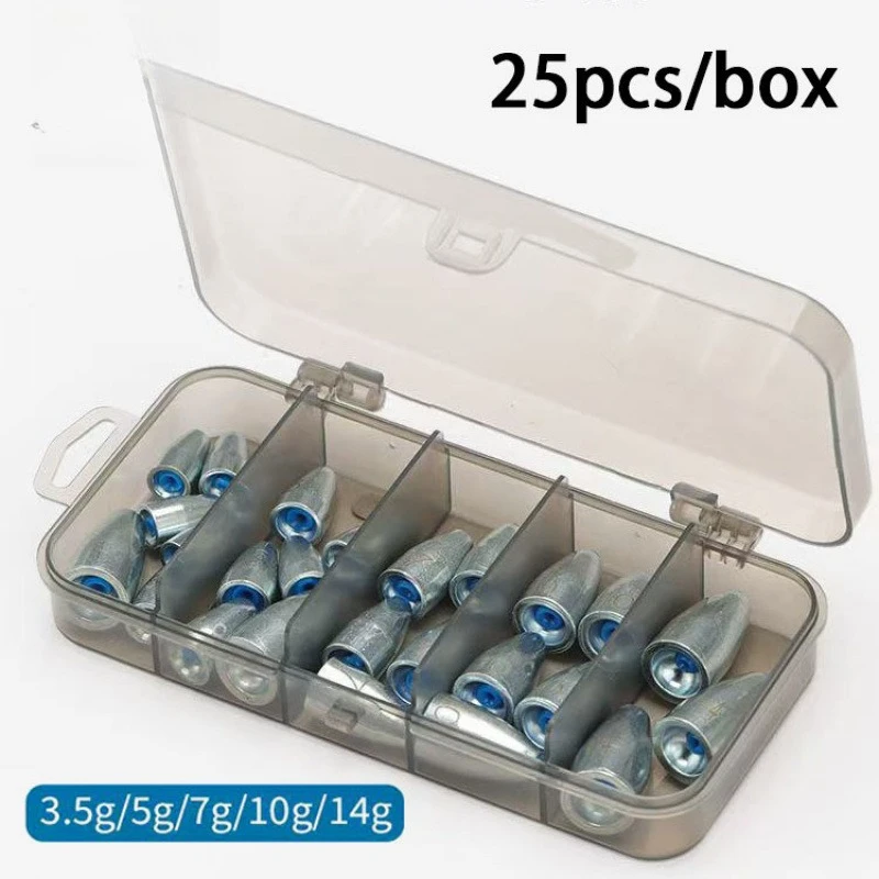 

Plastic heart bullet lead sea fishing bite lead pendant set 25 pcs/box lead pendant fishing supplies Taiwan fishing