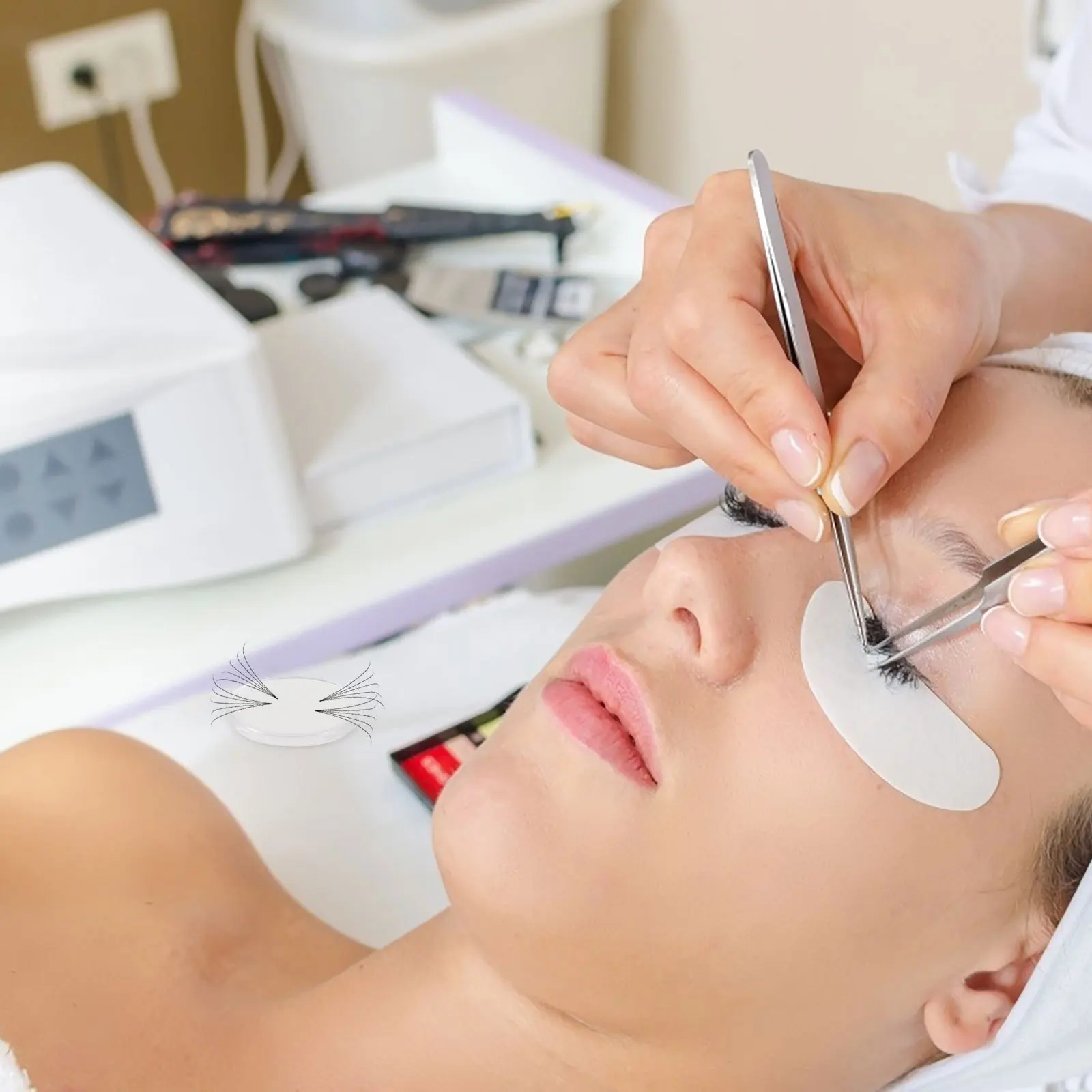 10 個まつげエクステンション接着剤パッドシリコーン再利用可能な透明移植ツールメイクアップウェディングパーティーハロウィンまつげ