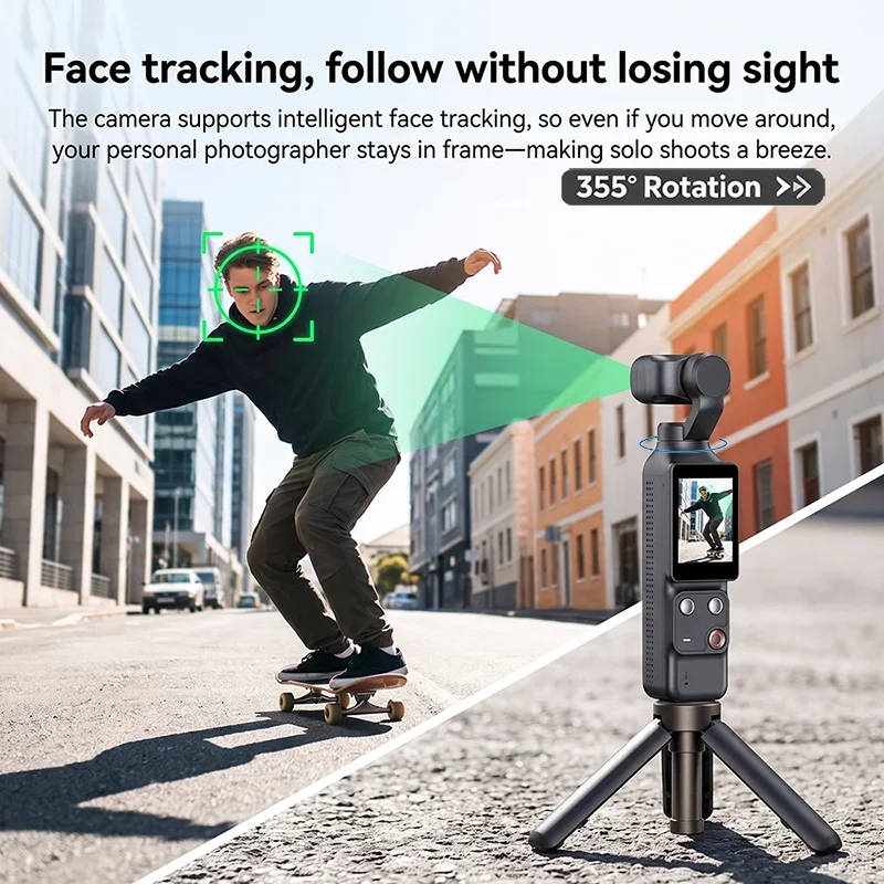 New 1080P Touch Screen Pocket Gimbal Camera 355° Auto Face Tracking Stabilizer WiFi Handheld Action Cam for Travel Vlog Shooting