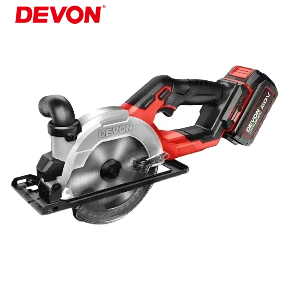 

Devon Cordless Circular Saw Brushless 5835 20v 140x20mm Depth 52.5mm 6300rpm Adjustable for Woodworking Universal Flex Battery