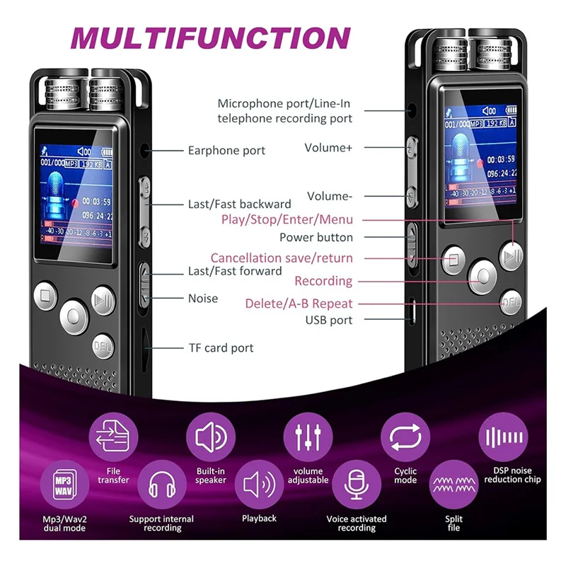 LICE-4Pcs 고스트 헌팅 장비 키트 1 포켓 디지털 음성 녹음기 2 LED 라이트 업 애완 고양이 공 1 블랙 UV 손전등, 8GB