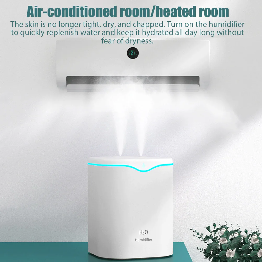 2L Large Capacity Dual Spray Humidifier USB Home Office Desktop Aroma Diffuser Mist Purifier Essential Oil Air humidificador