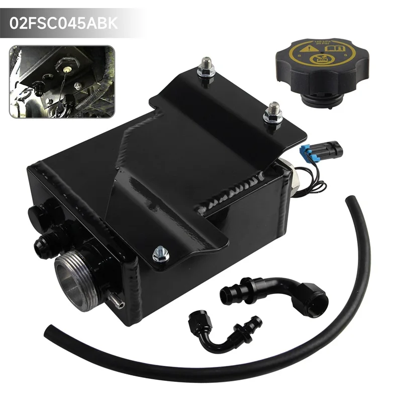 Aluminum Coolant Reservoir Tank For Degas Dodge RAM 2500/3500 6.7L Cummins V8 Upgrade 2013-2018 Performance Black/Silver