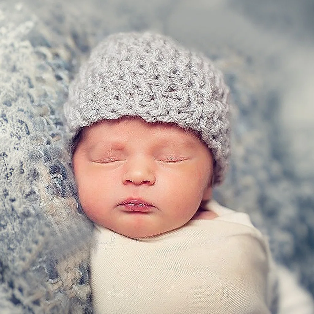 

Handmade Crochet Woolen Hat for Winer Baby Turban Knitted Bonnet for Newborn Infantil Pure Color Knit Cute Skullcap Kids Bebes
