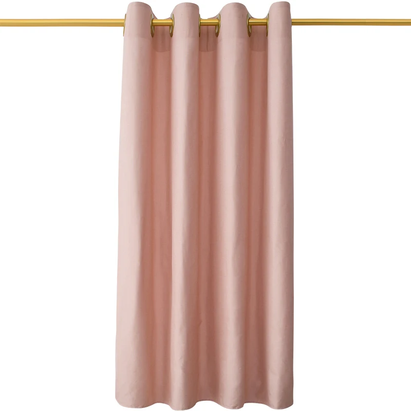 K.Water Pink Hookless Luxury Shower Curtain Linen Waterproof Fabric ModernThickened Solid Color Bath Curtains for Bathroom Set