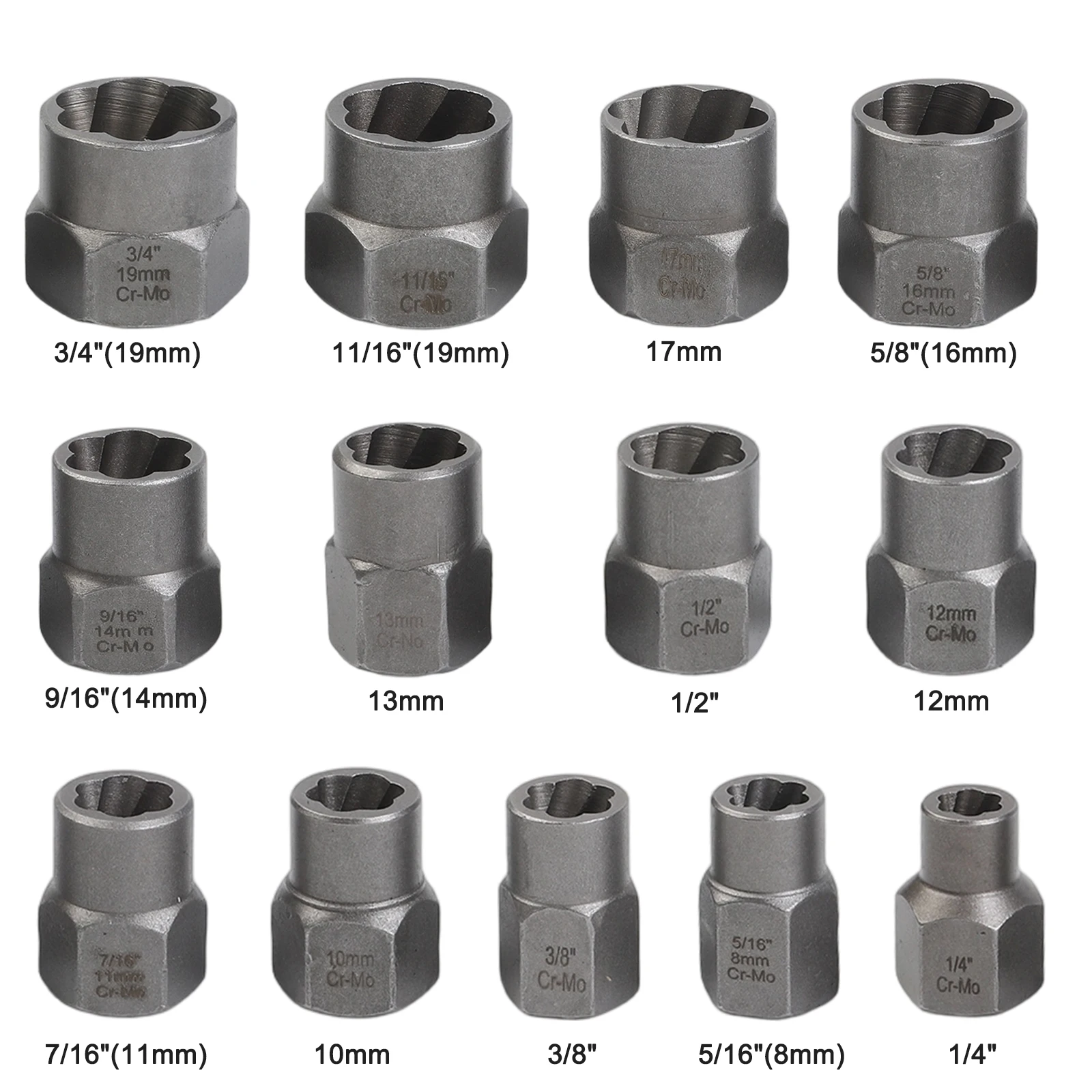 

14Pcs Nut & Bolt Grip Extractor Socket Set 1/4''-3/8'' Hex Adapter Extraction Socket Set Bolt & Nut Remover Removing Bolts Nuts