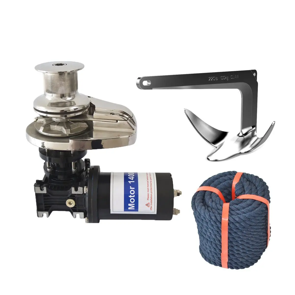 Hot Sales 12V Electric Anchor Horizontal & Vertical Windlass With Bruce Anchor For Boat Marine Hardware