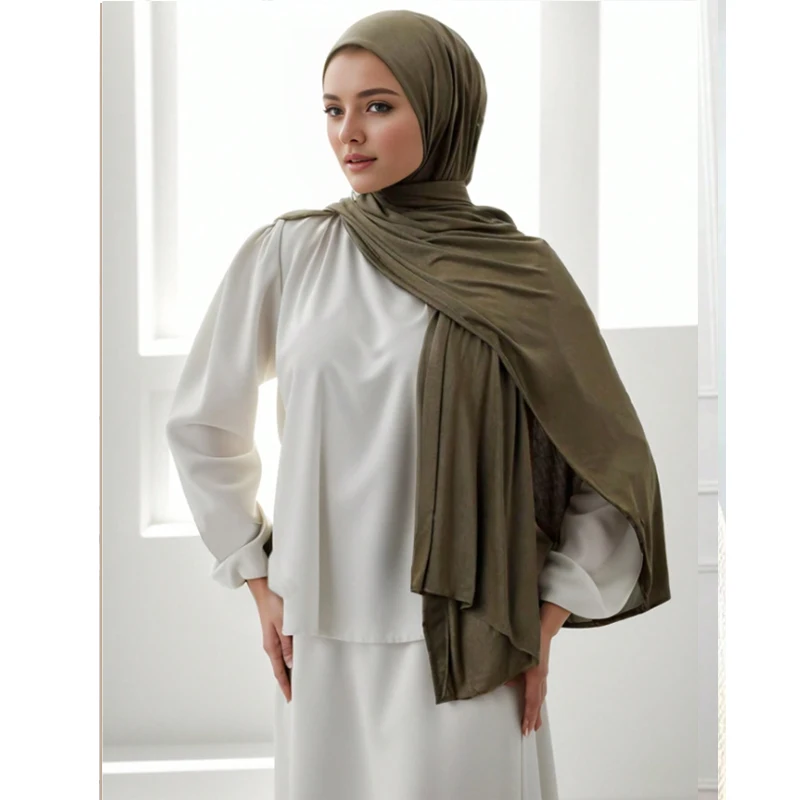 Sciarpa Hijab in jersey classico Sciarpe tinta unita in tinta unita Foulard avvolgente per la testa per donna