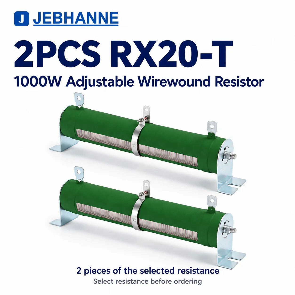2PCS RX20-T 1000W Adjustable Wirewound Resistor Ceramic Tube Sliding Rheostat High Power Load Resistor 5-1000 Ohm