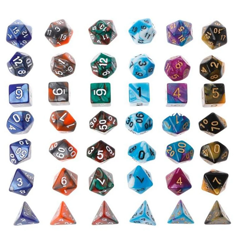 

42Pcs/Set Nebula Dice Provides Dnd Dice For Dnd MTG Tabletop RPG Game, Two Color Multi-Faced Dice Set