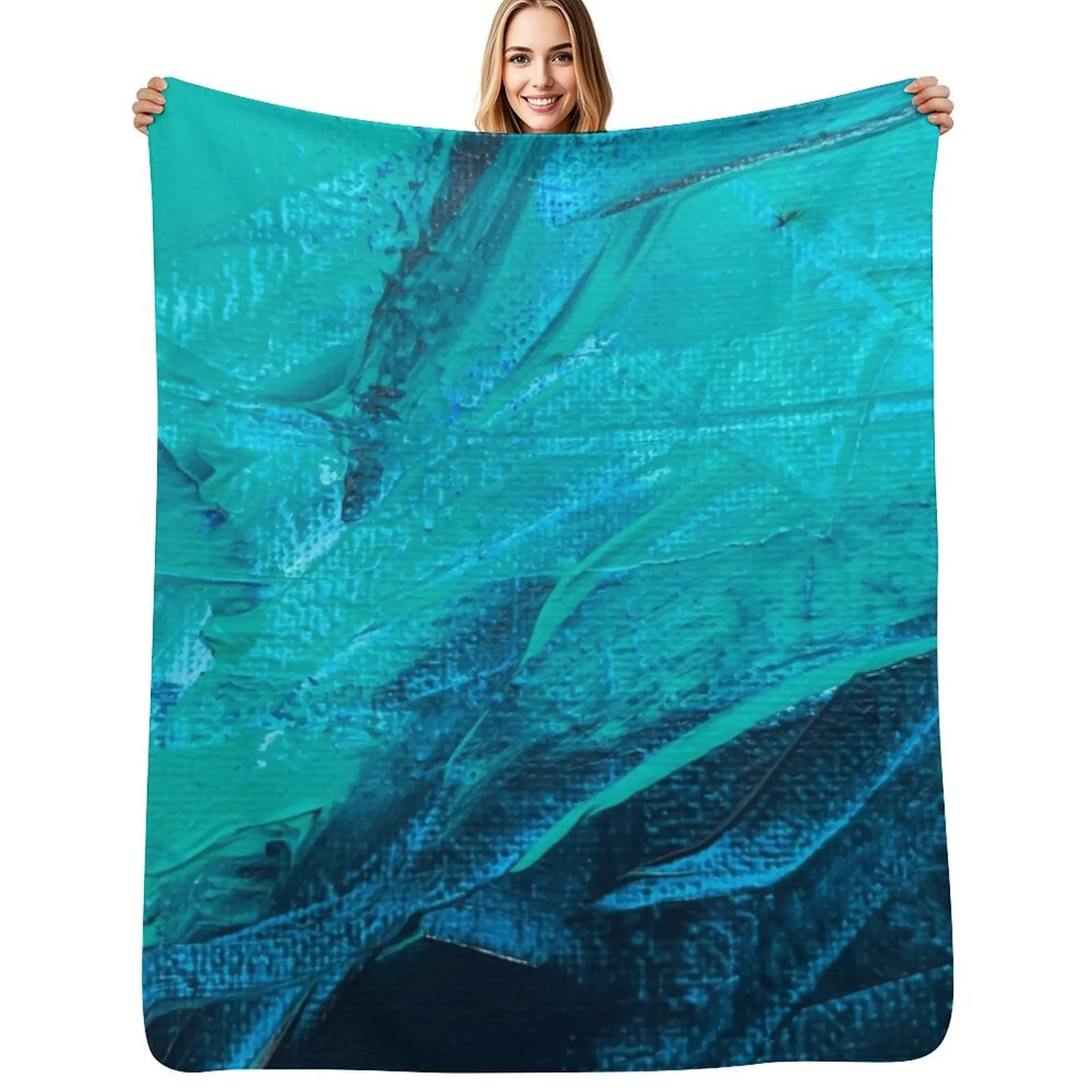 

Ocean Blues Throw Blanket Luxurious Soft Fuzzy Blanket for Sofa Bed