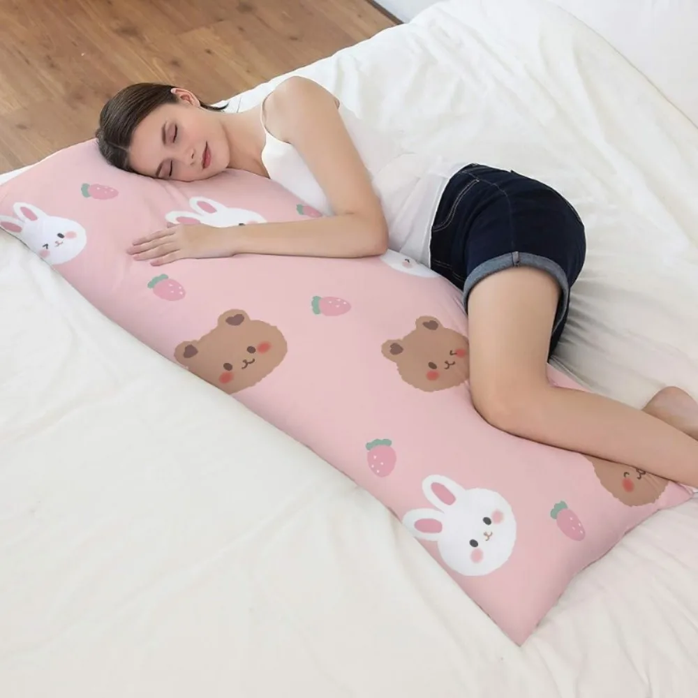 A Teddy Bear Body Pillow Cover Measuring 19.69X59.06 Inches, Featuring a Double-Sided Modern Design Made from 100% Polyester Fab