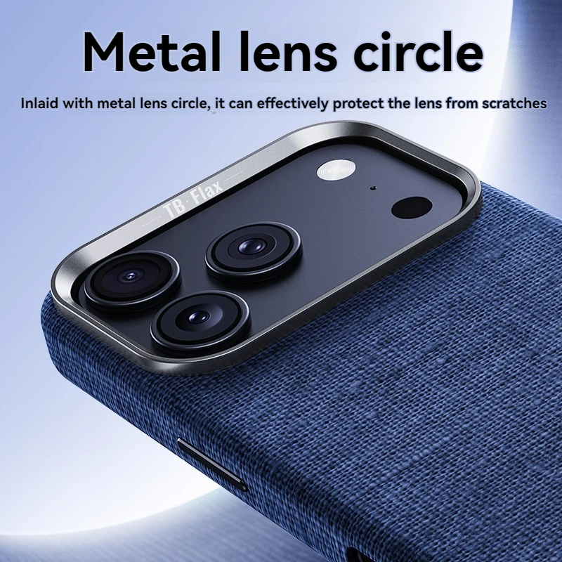 High End Business Magnetic Leather Case for IPhone 17 Pro Max 16 15 14 13 Technology Fabric Wireless Charger Anti Drop Cover view 4