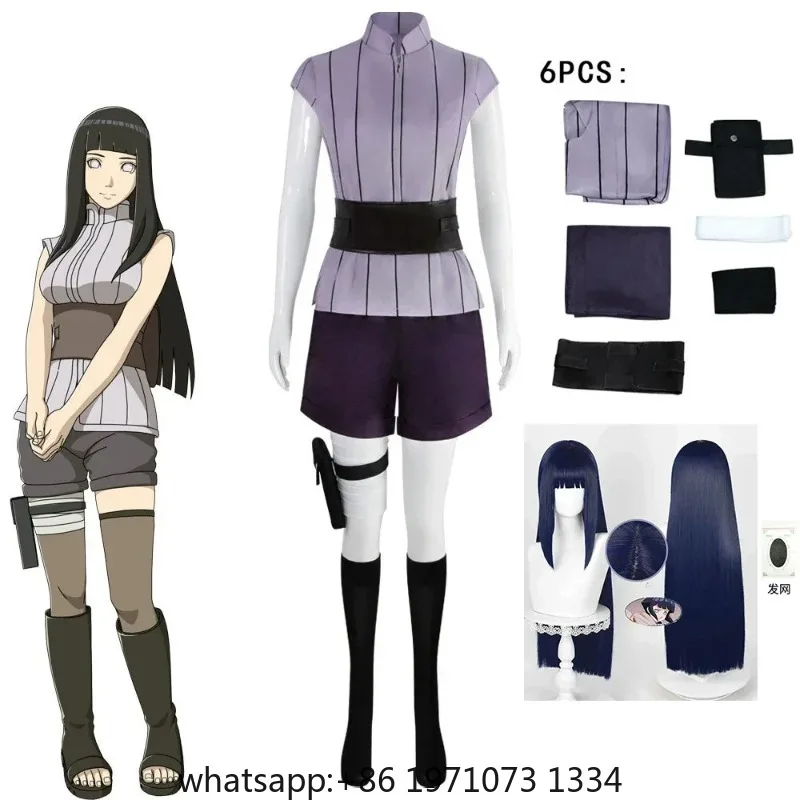 Hyuga Hinata Cosplay Costume Wig Women Outfits Halloween Carnival Party Suit Hyuuga Ninja Cosplayer Purple Long Cute Wig
