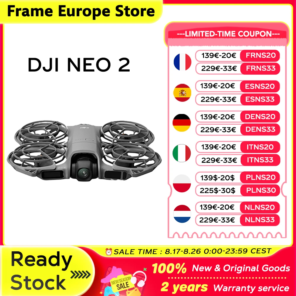 [AUF LAGER] DJI Neo 2 Drohne Flugkamera-Drohne 4K Stabilisiertes Video 151g Leicht & Tragbar Vollständig Abgedeckte Propellerschutzvorrichtungen Neu C0