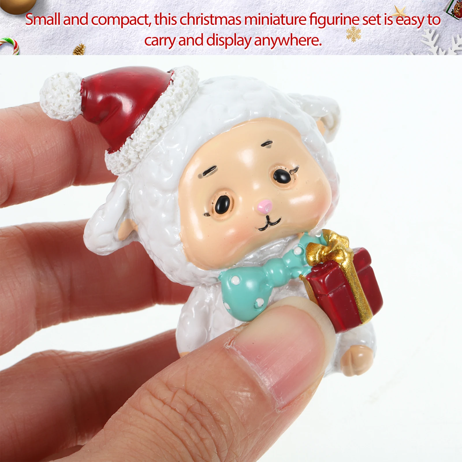 

5pcs Resin Mini Animal Christmas Decoration Set Charms Tabletop Decor For Holiday Party Desktop Collection